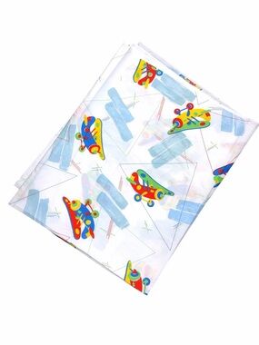 Vintage Kids Airplane Print Fabric in White with Multicolor Planes - 2 yards